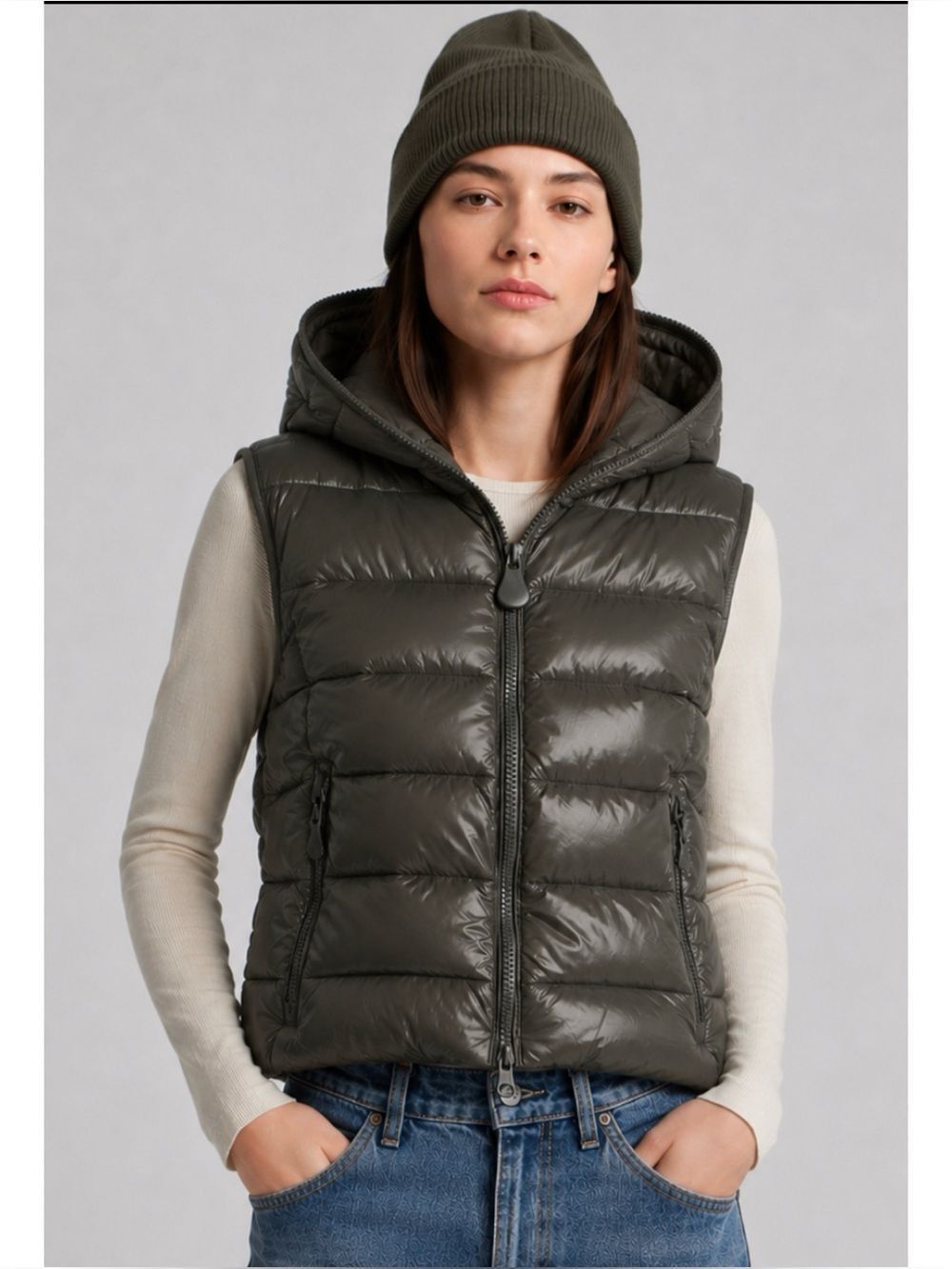 Save The Duck Romina Puffer Vest in Dusty Olive Size 3/ L / Pristine